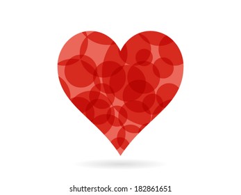 Colorful dotted red heart shape vector graphic template illustration isolated on white background