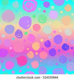 Colorful dotted retro vintage 80s or 90s fashion style abstract seamless pattern background. Good for textile fabric design, wrapping paper and website wallpapers. Vector illustration.