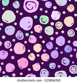 Colorful dotted retro vintage 80s or 90s fashion style abstract seamless pattern background. Good for textile fabric design, wrapping paper and website wallpapers. Vector illustration.