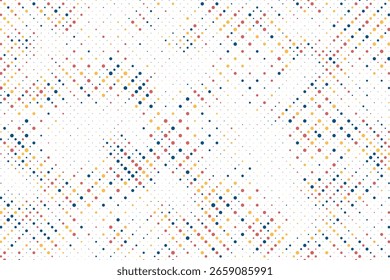 Padrão colorido pontilhado sem costura. Fundo de meio-tom colorido abstrato pontilhado. Plano de fundo vetorial de pontos de cor aleatórios. Ilustração vetorial pontilhada multicolor.
