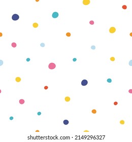 Colorful dotted seamless pattern on white background. Summer vector seamless pattern