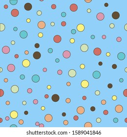 Colorful dotted seamless pattern. Polka Dot on light blue background Background. Vector illustration.