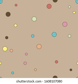 Colorful dotted seamless pattern. Polka Dot on beige background Background. Vector illustration.