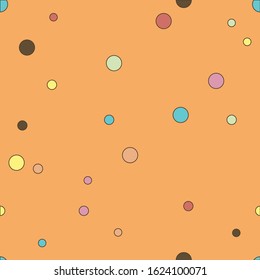 Colorful dotted seamless pattern. Polka Dot on orange background Background. Vector illustration.
