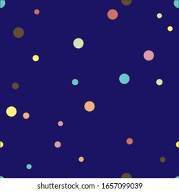 Colorful dotted seamless pattern. Polka Dot on dark blue background Background. Vector illustration.