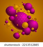 Colorful dotted spheres vector illustration, abstract background with beautiful balls with dots, 3D globes design concept art.