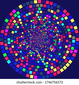 Colorful Dotted Vector Spiral Color Pattern or Texture. Stipple Dot Backgrounds with rectangles