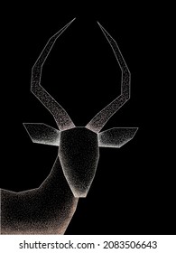 Gacela geométrica con motivos puntiagudos y blancos. Afiche de animales. Arte sencillo. Ilustración vectorial.