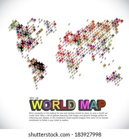 mapa del mundo colorido y punteado
