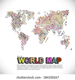 mapa del mundo colorido y punteado