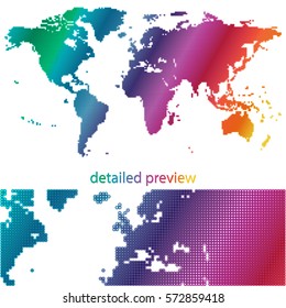 Colorful dotted world map, isolated on background