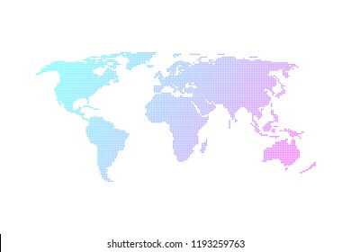 Colorful dotted world map vector flat design.