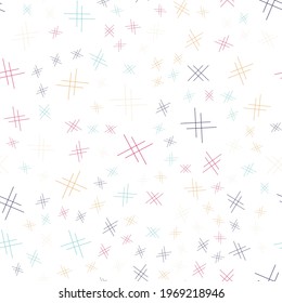 colorful double crosses thin lines seamless pattern vector illustration 