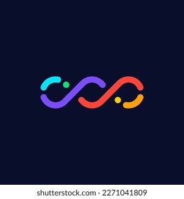 Colorful Double Dual Infinity Symbol Logo Design Vector