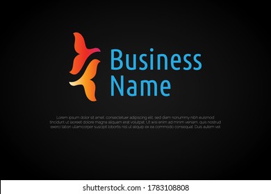 Colorful double fin illustration Initial Logo Concept For Your Company, Business, Association, Organization, Institution or Product. Ready For Use. Modern Initial Logo