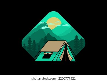 Colorful double layer tent flat illustration badge design