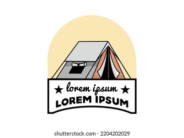 Diseño de placa de ilustración plana de carpa de doble capa colorida