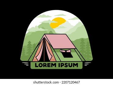 Colorful double layer tent flat illustration badge design