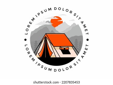Colorful double layer tent flat illustration badge design