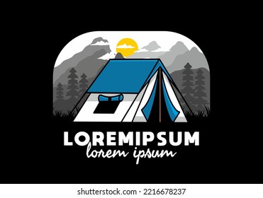 Colorful double layer tent flat illustration badge design