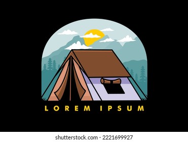 Diseño de placa de ilustración plana de carpa de doble capa colorida