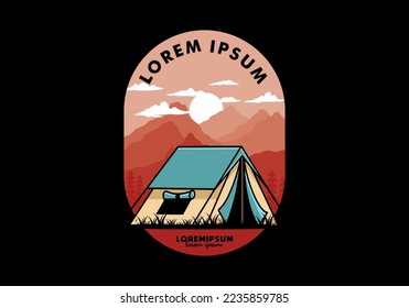 Colorful double layer tent flat illustration badge design