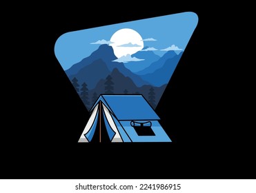 Colorful double layer tent flat illustration badge design