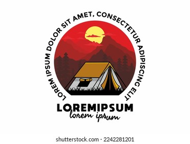 Colorful double layer tent flat illustration badge design