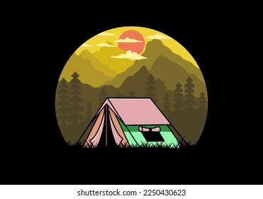 Colorful double layer tent flat illustration badge design