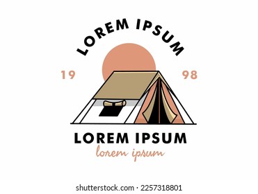 Colorful double layer tent flat illustration badge design