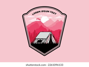 Colorful double layer tent flat illustration badge design
