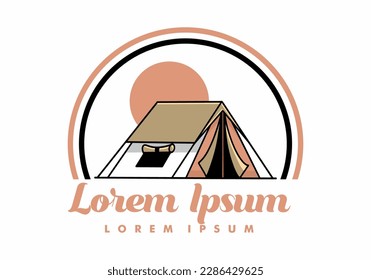 Colorful double layer tent flat illustration badge design