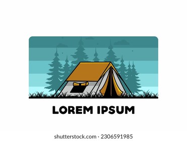 Diseño de placa de ilustración plana de carpa de doble capa colorida