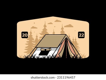 Colorful double layer tent flat illustration badge design