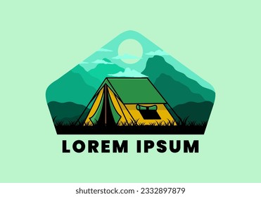 Colorful double layer tent flat illustration badge design