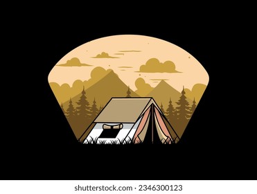 Colorful double layer tent flat illustration badge design