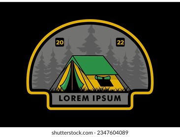 Colorful double layer tent flat illustration badge design