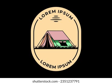 Colorful double layer tent flat illustration badge design