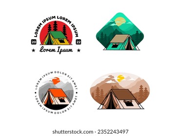 Colorful double layer tent flat illustration badge design