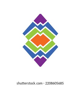 Colorful double rhombus vector logo. Suitable for event, company, industry, business, finance, and product.
