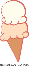 Colorful Double Scoop Ice Cream Cone Vector
