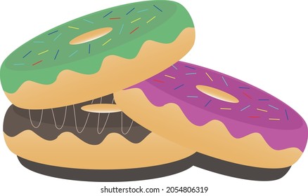 Colorful doughnuts piled up vector image illustration