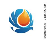 Colorful dove bird with drop logo for liquids and oil company vector illustration
