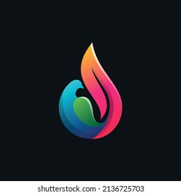 Colorful dove bird with drop logo for liquids and oil company vector illustration