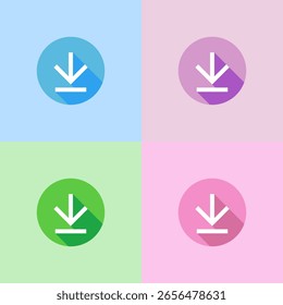 Colorido conjunto de iconos de Descarga, diseño de Vector