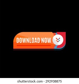 Colorful download web button with arrow. Modern flat design, paper graphic, website icon and design element