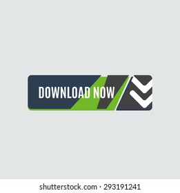 Colorido botón web de descarga con flecha. Diseño plano moderno, gráfico de papel, icono del sitio web y elemento de diseño
