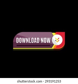Colorful download web button with arrow. Modern flat design, paper graphic, website icon and design element