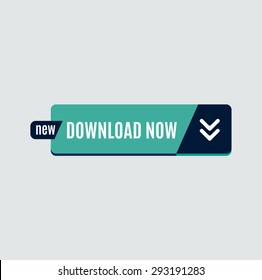 Colorful download web button with arrow. Modern flat design, paper graphic, website icon and design element