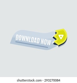 Colorful download web button with arrow. Modern flat design, paper graphic, website icon and design element